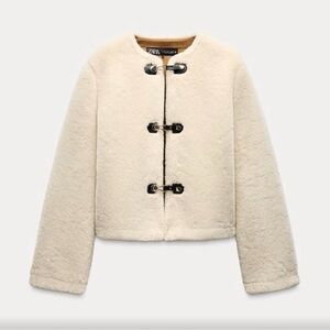 Zara Off-White Faux Fur Coat